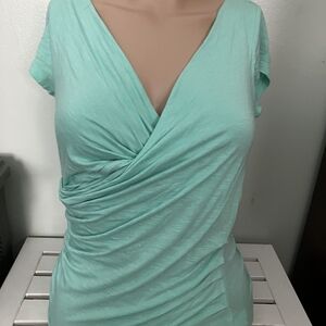 Candie's Light Green Short Sleeve Wrap Top